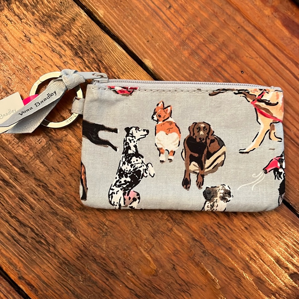 Vera Bradley zip ID case wallet Dog print